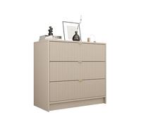 Mirjan24 Tireno 3SZ commode à 3 tiroirs, façades rainurées, largeur : 80 x hauteur : 75 x profondeur : 40 cm, buffet, armoire multifonctionnelle, meuble de salon, beige