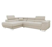 Mirjan24 Torezio Canapé d'angle en velours côtelé avec coffre de lit, appuie-têtes réglables, fonction convertible, pour salon, en forme de L, avec fonction lit (Poso 100, côté : gauche)