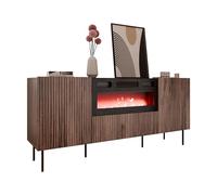 Mirjan24 Trigev 180 EF Commode avec cheminée électrique, armoire multifonction avec 2 portes, flamme LED réaliste, buffet, buffet, buffet, salle à manger (noyer Warmia)