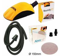 MIRKA 150mm Bloc de Main Roundy Kit +Tuyau Flexible + 15 Schleibscheiben Abranet