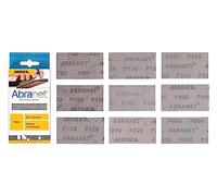MIRKA Abranet Bandes abrasives pour maille 70 mm x 125 mm Lot de 1 de chaque grain 80, 100, 120, 150, 180, 220, 320, 400, 600-9 pièces pour poncer bois, spatule, vernis, plastique