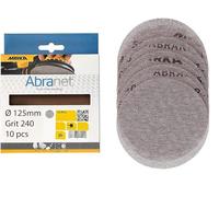 Mirka Abranet Disques abrasifs filet Ø 125 mm autoagrippant - grain P240-10 pces - pour poncer le bois, le mastic, la peinture, le plastique - AE232F1025