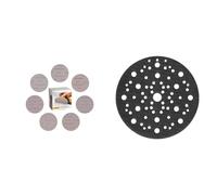 MIRKA Abranet Disques abrasifs filet Ø 150mm autoagrippant - Mix-Pack 5 de chaque grain & Support de protection Ø 150mm 67 trous, 5 pièces, pour protéger les plateaux de ponçage