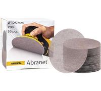 Mirka Abranet Grille abrasive Ø 125mm autoagrippant/grain P80 / 50 pcs/Convient à toutes les ponceuses excentriques 125mm / Pour poncer le bois, le mastic, la peinture, le plastique