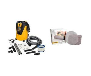 Mirka Dust Extractor 1025 L PC EU 230 V + Accs. Kit 230V, Noir/Jaune, 530mm, 1000 W & Abranet Disques abrasifs Filet Ø 150 mm Velcro/Grain P150 / 50 pcs/pour poncer Le Bois, Le Mastic, la Peinture