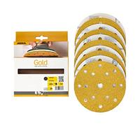 Mirka Gold Papier abrasif universel Ø 150mm Disques abrasifs autoagrippant 15 trous, grain P60, 10 pces/Pour poncer le plâtre, le mastic, les panneaux de particules, le bois, la peinture