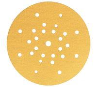 Mirka Gold Papier abrasif Ø 225mm autoagrippant 27 trous/grain P150 / 25 pces/Pour ponceuse de cloisons sèches/Pour poncer le plâtre, le mastic, les panneaux de particules, le bois, la peinture