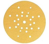 Mirka Gold papier abrasif Ø 225mm autoagrippant 27 trous/grain P120 / 25 pces/Pour ponceuse de cloisons sèches/Pour poncer le plâtre, le mastic, les panneaux de particules, le bois, la peinture