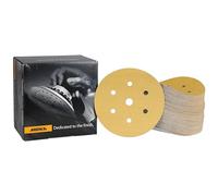 Mirka Gold Papier abrasif universel Ø 150mm autoagrippant 7 trous, grain P100, 100 pces/Pour poncer le plâtre, le mastic, les panneaux de particules, le bois, la peinture