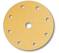 Mirka Gold Papier abrasif universel Ø 150mm autoagrippant 9 trous, grain P180, 100 pces/Pour poncer le plâtre, le mastic, les panneaux de particules, le bois, la peinture