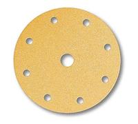 Mirka Gold Papier abrasif universel Ø 150mm Velcro 9 trous, grain P80, 100 pces/Pour poncer le plâtre, le mastic, les panneaux de particules, le bois, la peinture