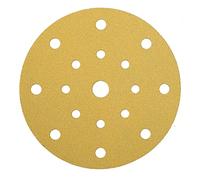 Mirka Gold Papier abrasif universel Ø 150mm autoagrippant 17 trous/grain P400, 100 pces/Pour poncer le plâtre, le mastic, les panneaux de particules, le bois, la peinture