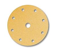 Mirka Gold Papier abrasif universel Ø 150mm autoagrippant 9 trous, grain P150, 100 pces/Pour poncer le plâtre, le mastic, les panneaux de particules, le bois, la peinture