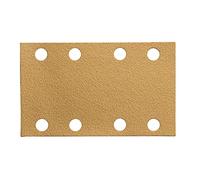 Mirka Gold Papier abrasif universel 81x133mm autoagrippant 8 trous/grain P120, 50 pces/Pour poncer le plâtre, l'enduit, les panneaux de particules, le bois, la peinture