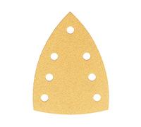 Mirka Gold Triangle de ponçage Papier abrasif universel 100x152x152mm 7 trous/grain P100, 50 pces/Pour poncer le plâtre, le mastic, les panneaux de particules, le bois, la peinture