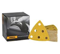 Mirka Gold Triangle de ponçage Papier abrasif universel 93x93x93mm / 6 trous/grain P60, 50 pces/Pour poncer le plâtre, le mastic, les panneaux de particules, le bois, la peinture
