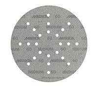MIRKA Iridium Papier abrasif Ø 225mm autoagrippant grain 60-25 disques - Pour ponceuse de cloisons sèches mur et plafond - Ponçage de peinture, mastic, apprêt, bois, acier, matériaux minéraux