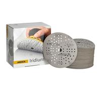 MIRKA Iridium Papier abrasif Premium Ø 125mm autoagrippant 89 trous, grain 500, 100 pces - Pour poncer la peinture, le mastic, l'apprêt, le bois, l'acier, les matériaux minéraux, le plastique
