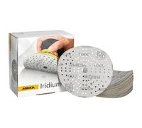 MIRKA Iridium Papier abrasif Premium Ø 150mm autoagrippant 121 trous, grain 1000, 50 pces - Pour poncer la peinture, le mastic, l'apprêt, le bois, l'acier, les matériaux minéraux, le plastique