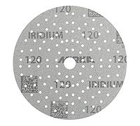 MIRKA Iridium Papier abrasif Premium Ø 150mm autoagrippant 121-trous, grain 120, 10 pces - Pour poncer la peinture, le mastic, l'apprêt, le bois, l'acier, les matériaux minéraux, le plastique