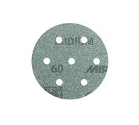 Mirka Iridium Papier abrasif Premium Ø 90mm autoagrippant 7 trous, grain 60, 50 pces/Pour poncer la peinture, le mastic, l'apprêt, le bois, l'acier, les matériaux minéraux, le plastique