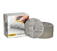 MIRKA Iridium Papier abrasif Premium Ø 125mm autoagrippant 89 trous, grain 400, 100 pces - Pour poncer la peinture, le mastic, l'apprêt, le bois, l'acier, les matériaux minéraux, le plastique