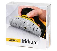 Mirka Iridium Papier abrasif Premium Ø 150mm autoagrippant 121 trous, grain 40, 50 pces/Pour poncer la peinture, le mastic, l'apprêt, le bois, l'acier, les matériaux minéraux, le plastique