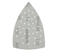 MIRKA Iridium Triangle de ponçage Papier abrasif Premium 100x152x152mm 36 trous autoagrippant grain 120, 10 pces - Pour poncer la peinture, mastic, apprêt, bois, acier, minéraux, plastique