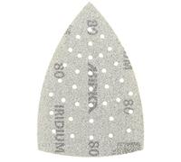 MIRKA Iridium Triangle de ponçage Papier abrasif Premium 100x152x152mm 36 trous autoagrippant grain 80, 50 pcs - Pour poncer la peinture, mastic, apprêt, bois, acier, minéraux, plastique