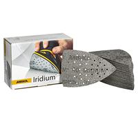 MIRKA Iridium Triangle de ponçage Papier abrasif Premium 100x152x152mm 36 trous autoagrippant grain 40, 50 pcs - Pour poncer la peinture, mastic, apprêt, bois, acier, minéraux, plastique