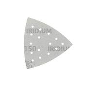 MIRKA Iridium Triangle de ponçage Papier abrasif Premium 93x93x93mm 15 trous autoagrippant, grain 150, 50 pcs - Pour poncer la peinture, mastic, apprêt, bois, acier, minéraux, plastique