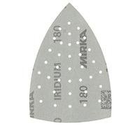 Mirka Iridium Triangle de ponçage Papier abrasif Premium 100x152x152mm 36 trous autoagrippant grain 180, 10 pces/Pour poncer la peinture, mastic, apprêt, bois, acier, minéraux, plastique