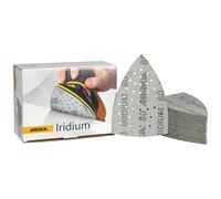 MIRKA Iridium Triangle de ponçage Papier abrasif Premium 100x152x152mm 36 trous autoagrippant grain 80, 50 pcs - Pour poncer la peinture, mastic, apprêt, bois, acier, minéraux, plastique