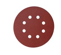 Mirka Lot de 5 disques abrasifs rouges Ø 125 mm - Fixation par grip - 8 trous - Grain P120 - Pour le ponçage du bois, du métal et du plastique
