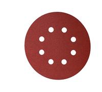 Mirka Lot de 5 disques abrasifs rouges Ø 125 mm - Fixation par grip - 8 trous - Grain P180 - Pour le ponçage du bois, du métal et du plastique