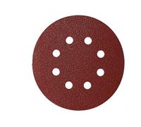 Mirka Lot de 5 disques abrasifs rouges Ø 125 mm - Fixation par grip - 8 trous - Grain P60 - Pour le ponçage du bois, du métal et du plastique