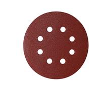 Mirka Lot de 5 disques abrasifs rouges Ø 125 mm - Fixation par grip - 8 trous - Grain P80 - Pour le ponçage du bois, du métal et du plastique
