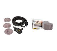 Mirka Roundy Kit Bloc à main avec aspiration & 15 pièces de Mirka Abranet disques abrasifs en filet Velcro Ø 150mm grain P120 P180 P240 & Abranet Disques abrasifs filet Ø 150 mm Velcro