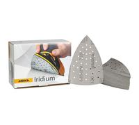 MIRKA Iridium Triangle de ponçage Papier abrasif Premium 100x152x152mm 36 trous autoagrippant grain 320, 50 pces - Pour poncer la peinture, mastic, apprêt, bois, acier, minéraux, plastique