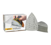 MIRKA Iridium Triangle de ponçage Papier abrasif Premium 100x152x152mm 36 trous autoagrippant grain 150, 50 pcs - Pour poncer la peinture, mastic, apprêt, bois, acier, minéraux, plastique