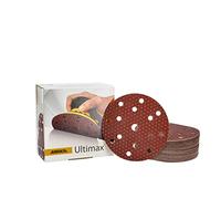 MIRKA Ultimax Papier abrasif Ø 150mm autoagrippant 15 trous - Grain P80-50 pcs - Pour ponceuses excentriques 150mm - Ponçage de bois tendre et dur, matériaux minéraux, vieilles peintures dures