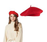 MIRKUZI Béret Français Classique Uni d'Artiste pour Femme - Béret Été (Rouge)