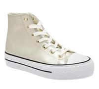 Miro Boho Chic Chaussures de sport en toile métallisée avec cordon pour femme, or, 40 EU