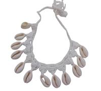 Miro Boho Chic Collier ras du cou tissé à la main en crochet avec coquillages naturels Style bohème pour été Taille unique, taille unique, Coton coton Coquillages naturels Fibre naturelle, Coquille