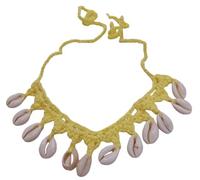 Miro Boho Chic Collier ras du cou tissé à la main en crochet avec coquillages naturels Style bohème pour été Taille unique, taille unique, Coton coton Coquillages naturels Fibre naturelle, Coquille