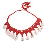 Miro Boho Chic Collier ras du cou tissé à la main en crochet avec coquillages naturels Style bohème pour été Taille unique, taille unique, Coton coton Coquillages naturels Fibre naturelle, Coquille