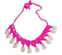 Miro Boho Chic Collier ras du cou tissé à la main en crochet avec coquillages naturels Style bohème pour été Taille unique, taille unique, Coton coton Coquillages naturels Fibre naturelle, Coquille