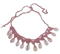 Miro Boho Chic Collier ras du cou tissé à la main en crochet avec coquillages naturels Style bohème pour été Unisexe Taille unique, taille unique, Coton coton Coquillages naturels Fibre naturelle