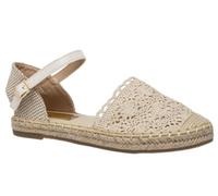 Miro Boho Chic Espadrilles pour femme en jute avec dentelle Sandales d'été confortables pour femme Espadrilles Esparto Femme Été, Beige plat, 38 EU