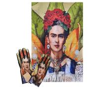 Miro Boho Chic - Frida Écharpe Femme Laine Viscose Double Impression Gants Frida Cadeaux Originaux Hiver Kit Cadeau Femme Set Cadeau, Frida Roses, Kit Regalo